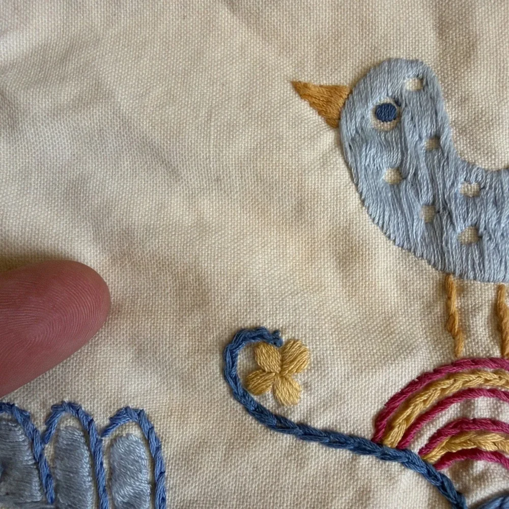 IKEA Alfhild Fagel Throw Pillow 18.5x21.25‎ Folk Art Embroidered Bohemian Floral